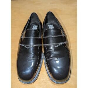 Black patent leather Adolfo slip-on loafers, handmade in Italy. Size 8 Tuxedo